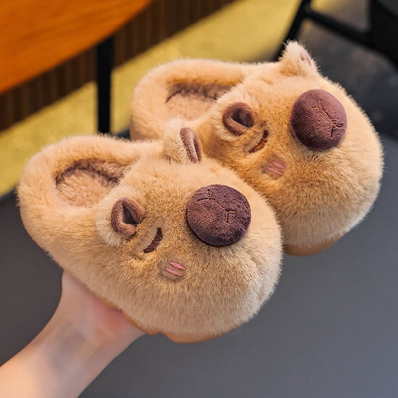 Aueoeo Women's Kapibala Slippers Cute Versatile Indoor Fashion Cute Shoes Fall Winter Trendy Flat Slippers