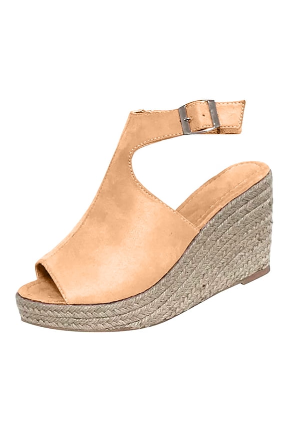 Women's Lace Up Espadrilles Wedges Sandals Ladies Casual Slope Heel Beach Shoes