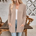 thumbnail image 1 of Aueoeo Women's Lightweight Open Front Cardigan,Womens Cardigan Women's Casual Winter Striped Contrasting Pockets Cardigan Long Sleeved Top Jacket Plus Size Cardigan On Clearance, 1 of 6