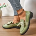 thumbnail image 1 of Aueoeo Women's One-Foot Shoes Fashion Casual Spring Cute Style Faux Leather Shoes Solid Color Bow Thick Heel Low Heel Loafers, 1 of 5