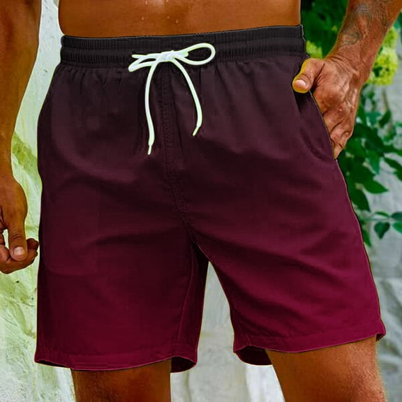 Aueoeo Women's Plus Size Shorts Casual Color Gradient Shorts Elastic Waist Drawstring Summer Beach Vacation Yoga Golf Shorts with Pockets