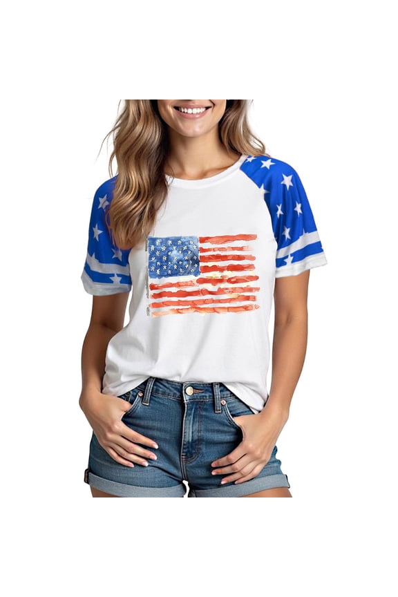 Women's Printed Short Sleeve Crew Neck T Shirt Loose Casual Top for Everyday Wear Summer Springtime,Blue,XXXL