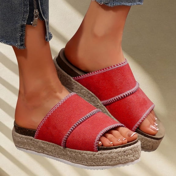 Aueoeo Women's Round Open Toe Slippers Daily Wear High Heel Slippers Trendy Outdoors Comfortable Casual Shoes