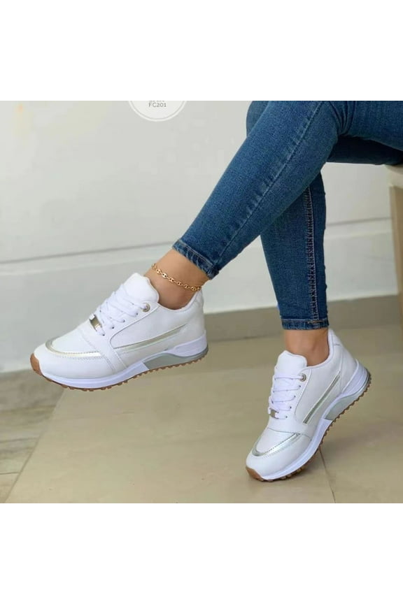 Women's Sneakers,Shoes for Women Sneakers Large Women's Casual Thick Sole Casual Thick Sole Color Matching Low Top Sports Tieup Single Shoe Casual Lace Up Tennis Shoes On Clearance