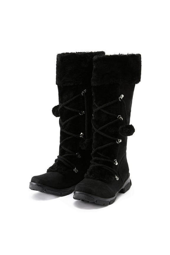Women's Snow Boots Lace-up Zipper Snow Plush Cotton Warm Cotton Shoes Knee High Boots Wide Pull On Long Boots Winter Shoes Plush Ball Ethnic Knight on Clearance