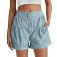thumbnail image 1 of Aueoeo Women's Solid Color Denim Shorts Breathable Comfortable Shorts Jeans High Waisted Stretchy Shorts, 1 of 7