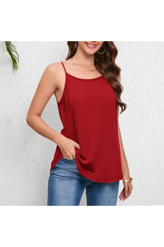 Women's Solid Color Sleeveless Round Neck Tank Tops with Front Buttons,Casual Soft Camisole for Summer and Daily Wear (L–5Xl),Wine,XL