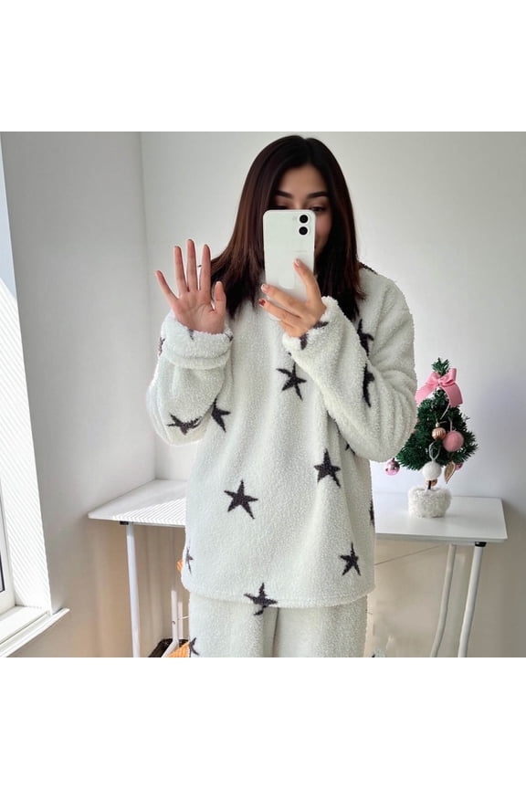 Women's Star Daily Comfortable Wool Winter Warm Home Clothes Pajamas