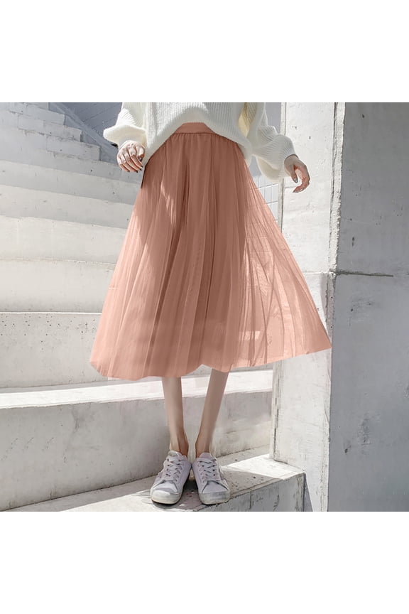 Women's Summer Skirts Casual A-line Mesh Skirt Trendy Lightweight Flowy Casual Skirt Performance Dance Skirt