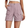 thumbnail image 1 of Aueoeo Women's Summer Solid Color Casual Multi-Pocket Fashionable Workwear Shorts - Trendy and Comfortable,Purple,XL, 1 of 7
