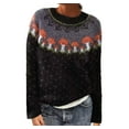 thumbnail image 1 of Aueoeo Women's Sweater Casual Colorful Retro Knitted Print Sweater Trendy Fall Winter Warm Comfy Pullover Tops Black L, 1 of 6