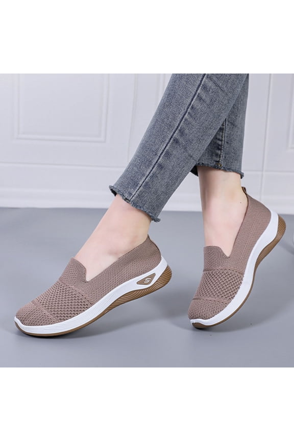 Women's Walking Tennis Shoes Knit Slip on Mesh Comfort Sneakers Causal Breathable Flats Shoes
