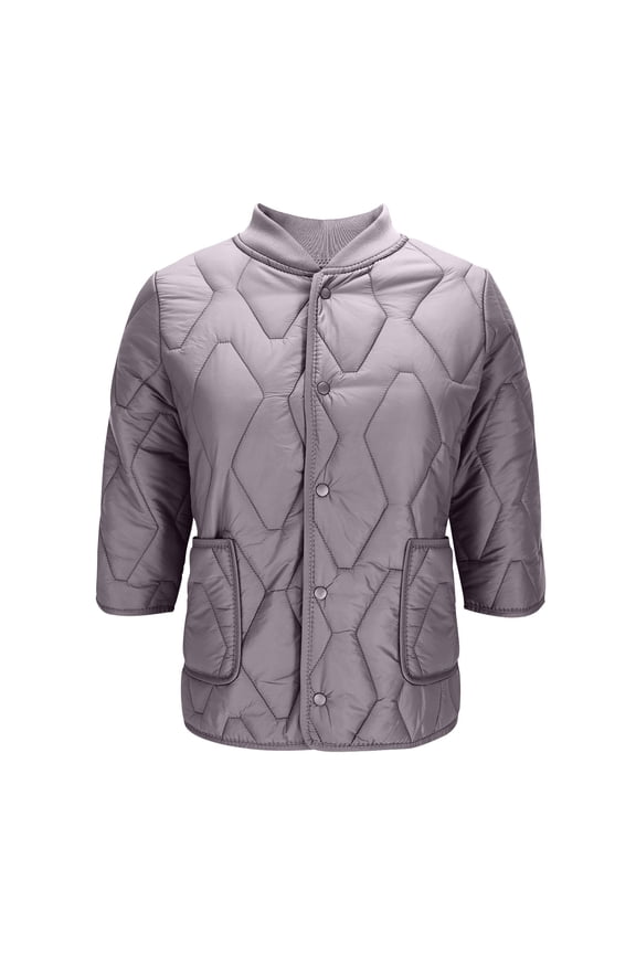 Women's Warm Button Up Jacket Home Coat Clothe Half Sleeve Quilted Jacket Winter Coat Outerwear With Pocket