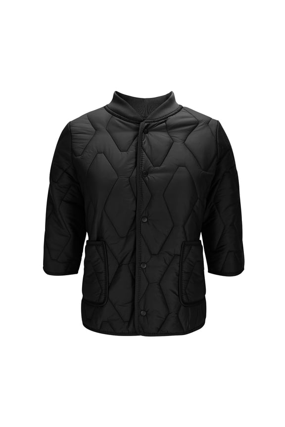 Women's Warm Button Up Jacket Home Coat Clothe Half Sleeve Quilted Jacket Winter Coat Outerwear With Pocket