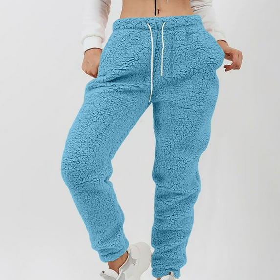 Aueoeo Women's Winter Fleece Pants Casual Soft Sweatpants Lounge Pants High Waisted Athletic Joggers with Pockets
