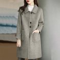 thumbnail image 1 of Aueoeo Women's Woolen Loose Overcoat Winter Medium Long Jacket With Pockets Single-Breasted Peacoat Gray 3X-Large, 1 of 4