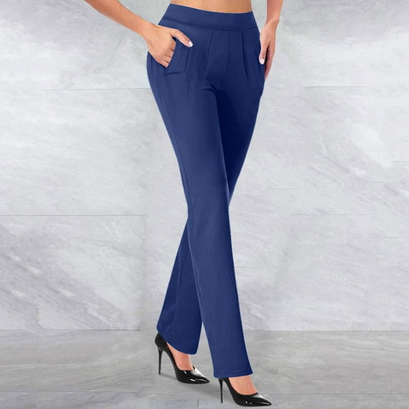 Aueoeo Women's Work Pants with Pockets High Waisted Quick Dry Stretch Pants for Women Travel Casual