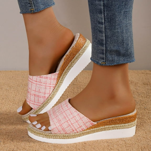 Aueoeo Women's Yoga Foam Flip Flops with Arch Support Thong Sandals Non-Slip Women's Ethnic Style Sandals Thick Bottom Fish Mouth Shoes Rope Candy Color Slippers On Clearance