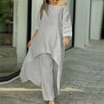 thumbnail image 1 of Aueoeo Womens 2 Piece Outfits Dressy, 2 Piece Outfits for Women Long Sleeve Linen Sets Athletic Baggy Pants Loose Fit Dressy Casual Tracksuit Sets, 1 of 7
