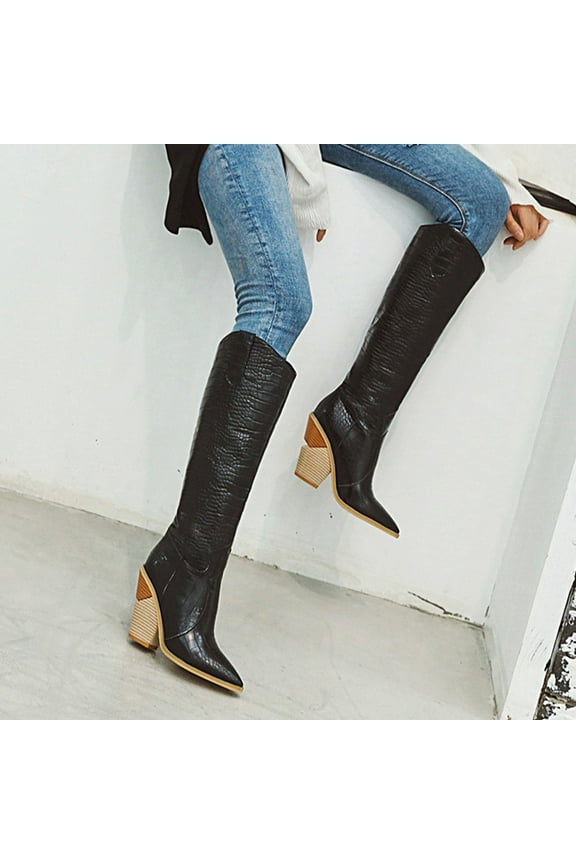 Womens Beach Sandals, Women's Over The Knee Thigh High Chunky Heel Boots Long Stretch Sexy Fall Boots Wedges Pointed Toe Boots Comfortable Cowboy Boots