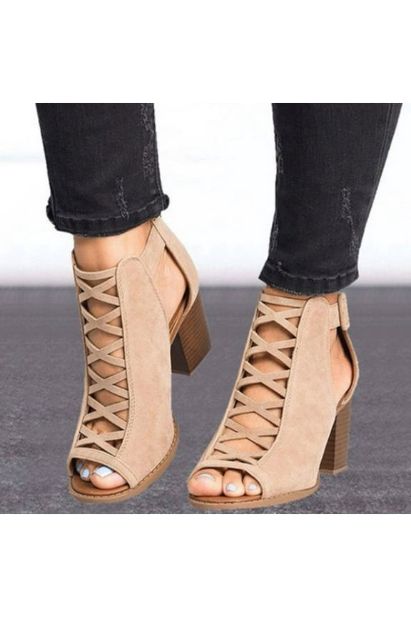 Womens Beach Sandals, Women's Slip On Sandals Outdoor High Heels Sandals Summer Casual Open Toe Sandals Shoes