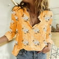 thumbnail image 1 of Aueoeo Womens Blouse Shirt Floral Printed Jaket Long Sleeve V Neck Casual Blouse Button Up Shirt Tops, 1 of 6