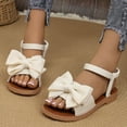 thumbnail image 1 of Aueoeo Womens Bowknot Sandals Shoes Comfortable Walking Casual Summer Beach Shoes Dress Ankle Elastic Flats Shoes, 1 of 9