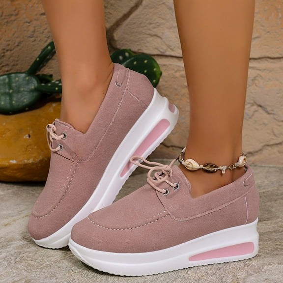 Aueoeo Womens Casual Shoes Trenfy Lace Up Casual Loafers Lightweight Platforms Sneakers Comfortable Flat Shoes for Office