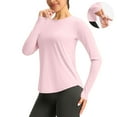 thumbnail image 1 of Aueoeo Womens Crew Neck Shirts UPF 50+ Sun Protection Tops Lightweight Performance Long Sleeve Shirt For Fishing Running, 1 of 9