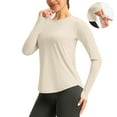 thumbnail image 1 of Aueoeo Womens Crew Neck Shirts UPF 50+ Sun Protection Tops Lightweight Performance Long Sleeve Shirt For Fishing Running, 1 of 9