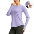 thumbnail image 1 of Aueoeo Womens Crew Neck Shirts UPF 50+ Sun Protection Tops Lightweight Performance Long Sleeve Shirt For Fishing Running, 1 of 9