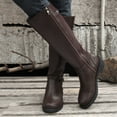 thumbnail image 1 of Aueoeo Womens Knee High Boots Wide Calf Flat Low Heel Side Zipper Faux Leather Fashion Winter Knit Stretch Riding Boot Coffee, 1 of 9
