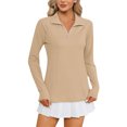 thumbnail image 1 of Aueoeo Womens Long Sleeve Fashion Shirt Tunic 1/4 Zipper Shirt V-Neck Dressy Blouse for Fishing Running Work, 1 of 8