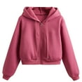 thumbnail image 1 of Aueoeo Womens Long Sleeve Hoodies Oversized Full Zip Drawstring Sweatshirt Cropped Jackets with Pockets, 1 of 2