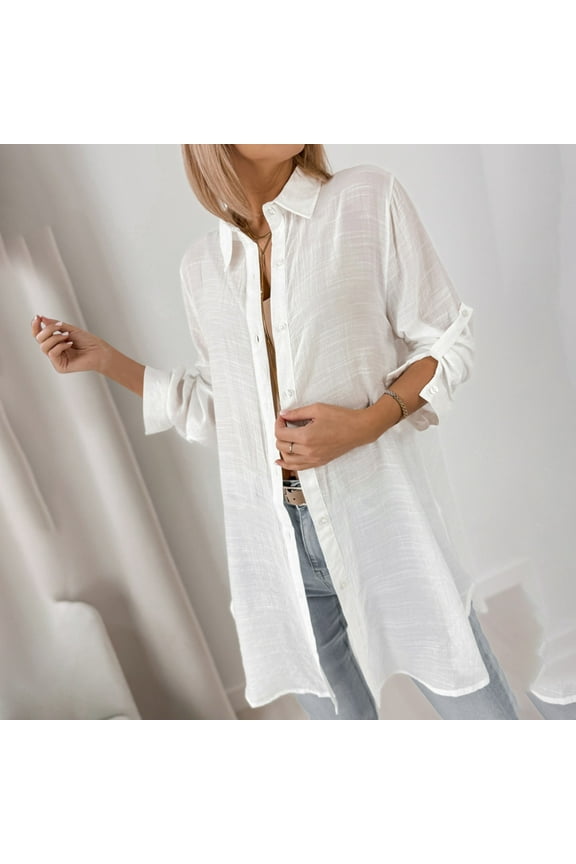 Womens Long Sleeve Jackets Breathable Lightweight Button Up Shacket Coats Lightweight Tops