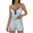 thumbnail image 1 of Aueoeo Womens Pajama Sets,Ladies Pajamas Sets Women Pajamas Summer Thin Suspender Shorts European And American Style Home Clothing Set Short Sleeved Pajama Pajama Set Womens Plus Size Blouses On Cl, 1 of 4