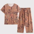 thumbnail image 1 of Aueoeo Womens Pajamas Set Floral Print Sleepwear Tops with Capri Pants Casual Summer 2 Piece Pjs Set Lounge Perfect for casual summer nights or relaxed Sets On Clearance, 1 of 3