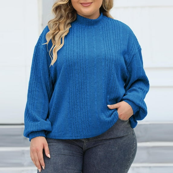 Aueoeo Womens Plus Size Tops Fall Long Sleeve Tunic Tops Pullover Shirts Loose Fit T-Shirts Blouses