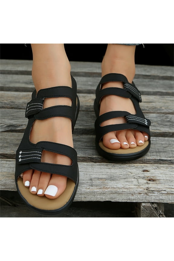 Womens Sandals with Arch Support, Women's Summer Flats Sandals Arch Support Lightweight Beach Sandals Casual Ankle Strap Sandals Shoes