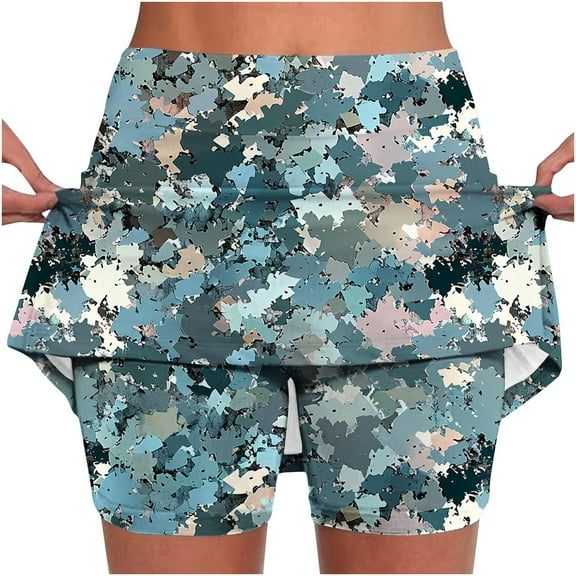 Aueoeo Womens Skorts Plus Size Skorts for Ladies Floral Printed High Waist Athletic Sports Pants Skirt Casual Shorts 2X-Large