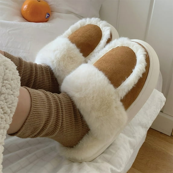 Aueoeo Womens Slippers, Womens Slippers Warm Comfy Memory Foam House Slippers Slip on Shoes Fleece Lined Bedroom Cozy Indoor Outdoor