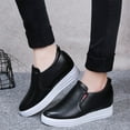 thumbnail image 1 of Aueoeo Womens Sneakers Round Toe Leather Flat Loafers Casual Comfortable Lightweight Ladies Slip On Shoes, 1 of 6