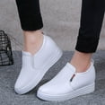 thumbnail image 1 of Aueoeo Womens Sneakers Round Toe Leather Flat Loafers Casual Comfortable Lightweight Ladies Slip On Shoes, 1 of 6