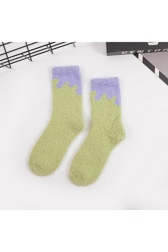 Womens Socks Cozy Soft Fuzzy Warm Winter Fleece Cotton Socks Sleep Comfy Crew Slipper Socks