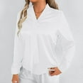 thumbnail image 1 of Aueoeo Womens Soft Silk Shirts Long Sleeve Work Shirt Dress Blouses Tops Daily Work Regular Fits Summer Business Shirts, 1 of 6