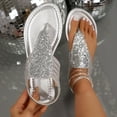 thumbnail image 1 of Aueoeo Womens Summer Flats Sandals Casual Bohemian Dressy Thong Flat Shoes Comfortable Glitter Sparkly Strap Beach Sandals, 1 of 7