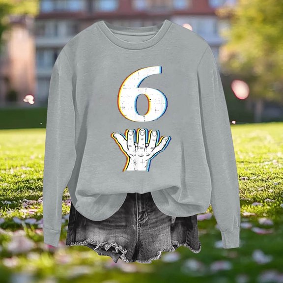 Aueoeo Womens T Shirts T Shirts For Women Loose Fits Women's Fashion Print Round Neck Raglan Long Sleeve T-Shirt Blouse Custom T Shirt