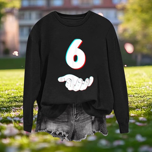 Aueoeo Womens T Shirts Women's T Shirts Women's Fashion Print Round Neck Raglan Long Sleeve T-Shirt Blouse Customized T Shirts