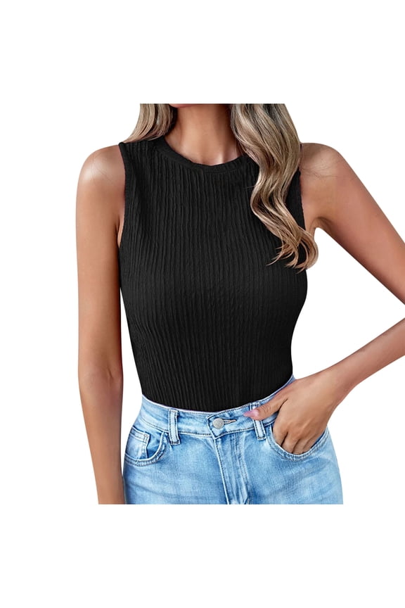 Womens Tank Tops Sleeveless Scoop Neck Ladies Ribbed Thick Strap Racerback Tight Slim Fitted Sporty Workout Tank Tops