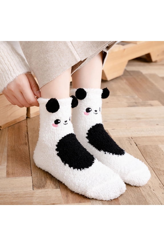 Womens Thick Cute Socks Warm Winter Soft Cozy Sleep Home Fleece Lined Soft House Socks for Ladies Men